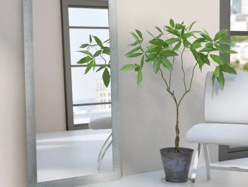 Rectangular wall mirror in home office
