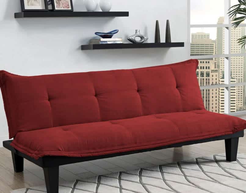 Red futon sleeper sofa