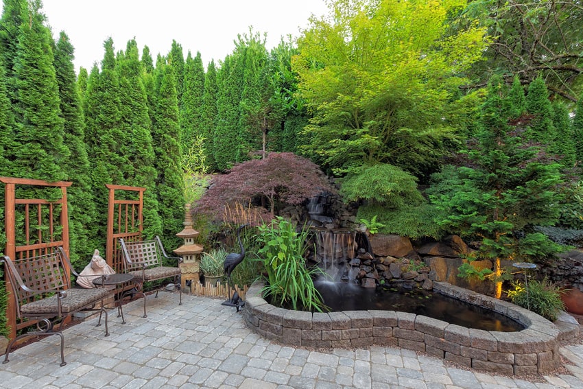 Small curved patio water feature pond