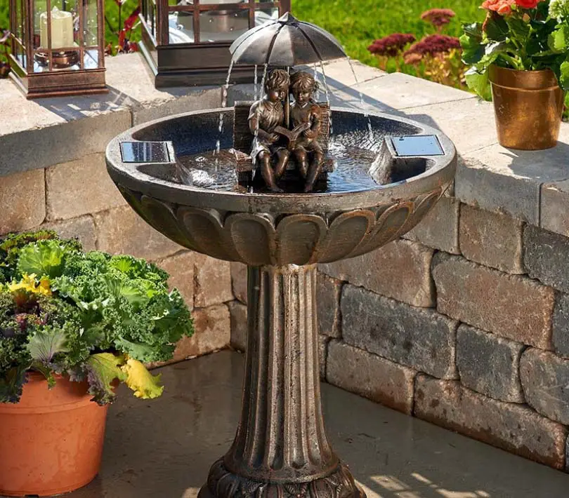Statue style resin fountain with solar power