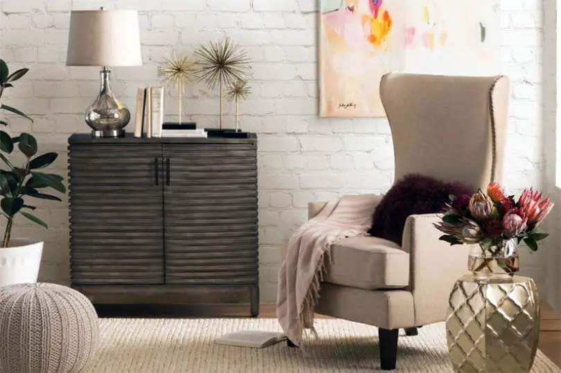 Wingback chair in corner of living room