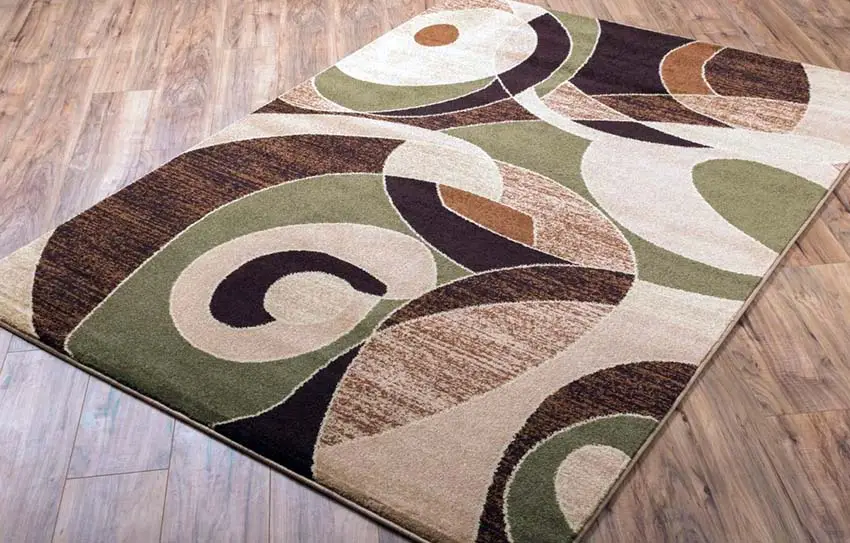 Zen style green and brown area rug
