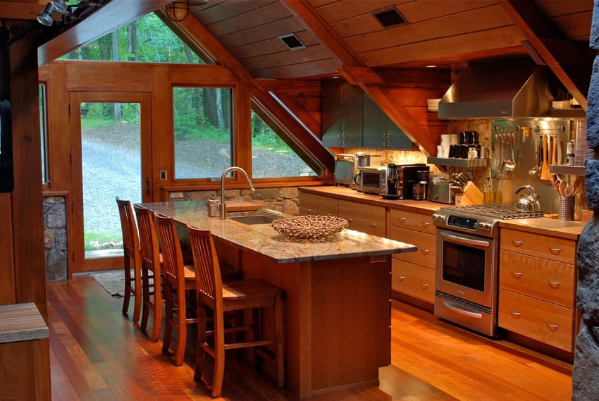 A frame log kitchen