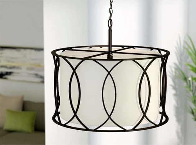 Drum light pendant with oil rubbed bronze finish