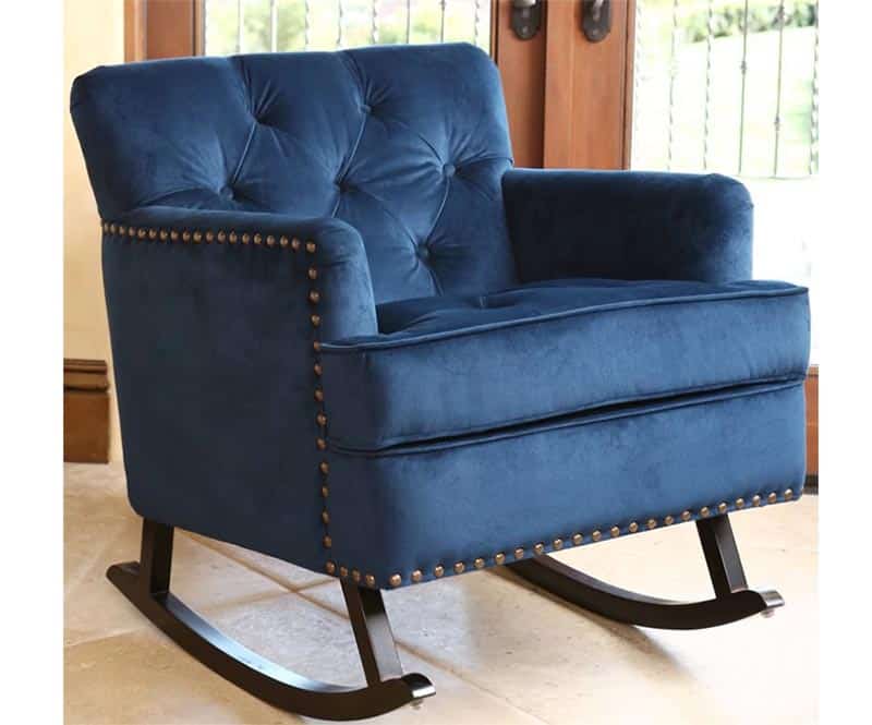 Glam style tufted microsuede chair