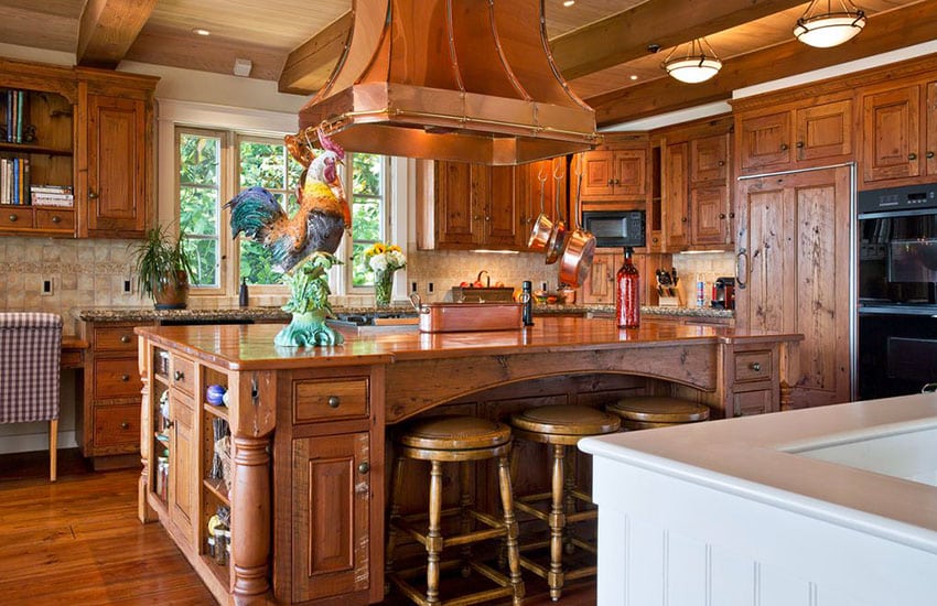 Country kitchen with knotty alder wood cabinets