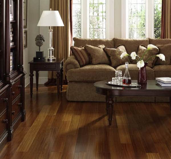 Engineered brazilian teak wood flooring in living room