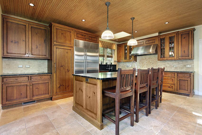 Kitchen with stained cedar cabinets