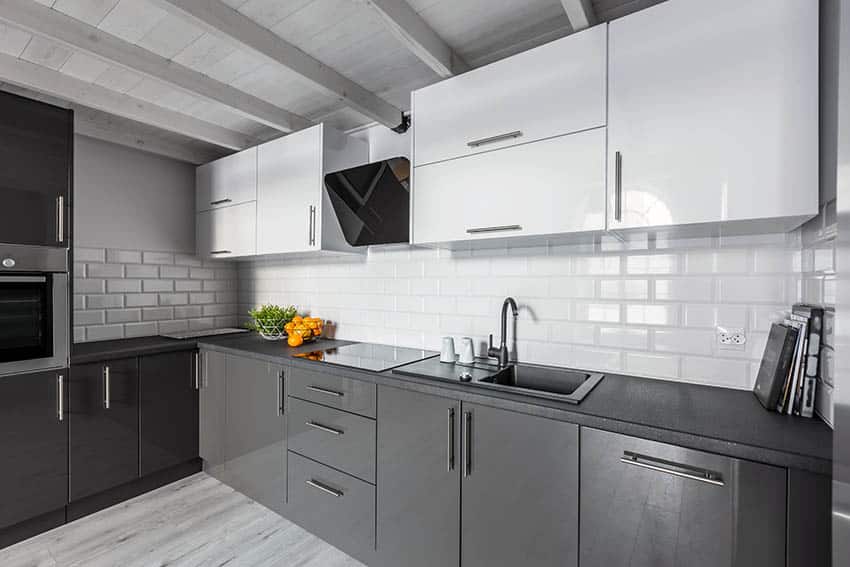 Kitchen with flat panel cabinets