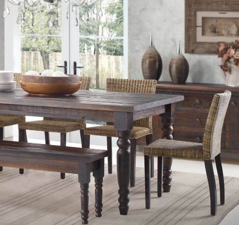 Farm table made of driftwood, console table and bench