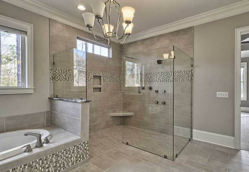 bathroom-with-infinity-shower-drain-and-doorless-design-entry