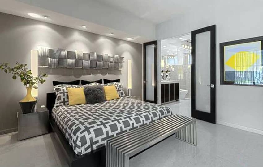 Stylish Gray Yellow Bedroom Designs Designing Idea