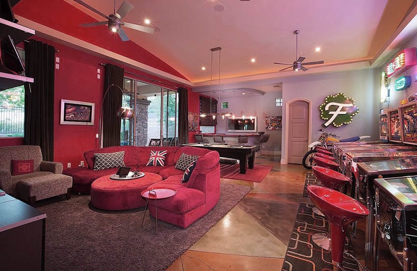 Red paint man cave game room