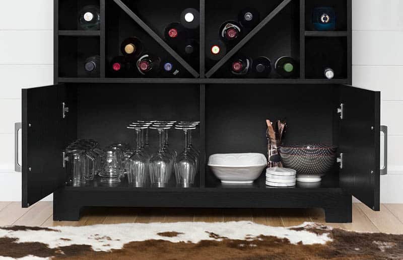 Wine bar cabinet storage