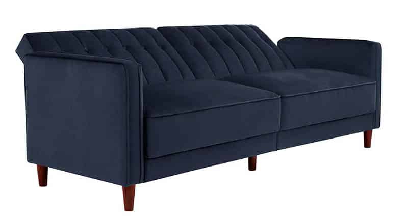 Blue tufted full size sleeper sofa bed