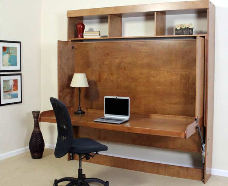 Fold up office desk and fold down bed