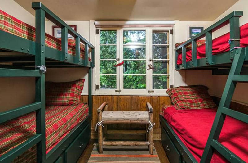 Rustic bedroom with stacked beds