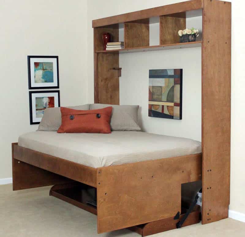 Transforming murphy bed and desk combination