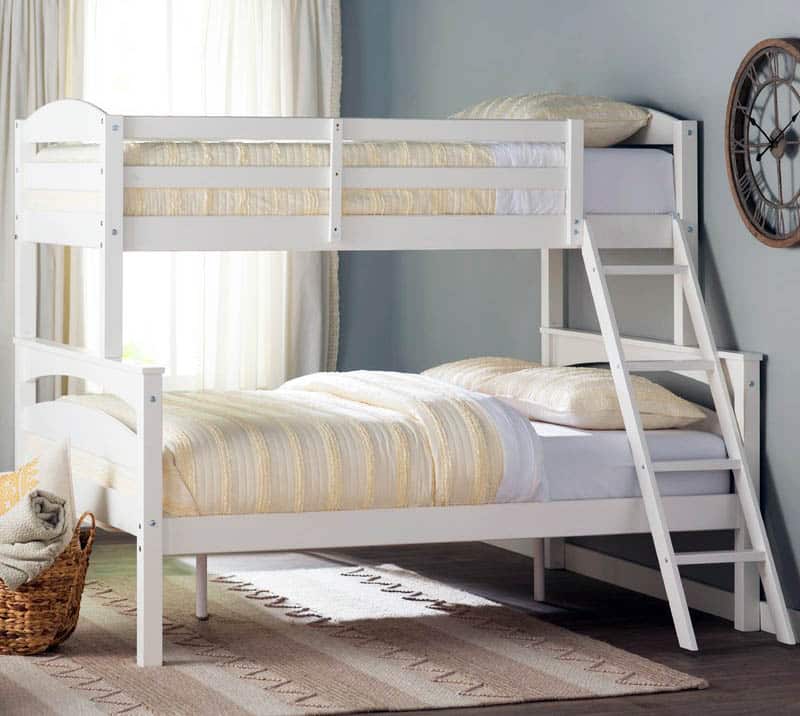 Twin over full bed painted white