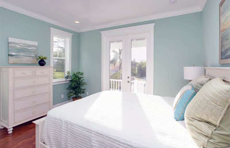 Bedroom with sea foam green paint color