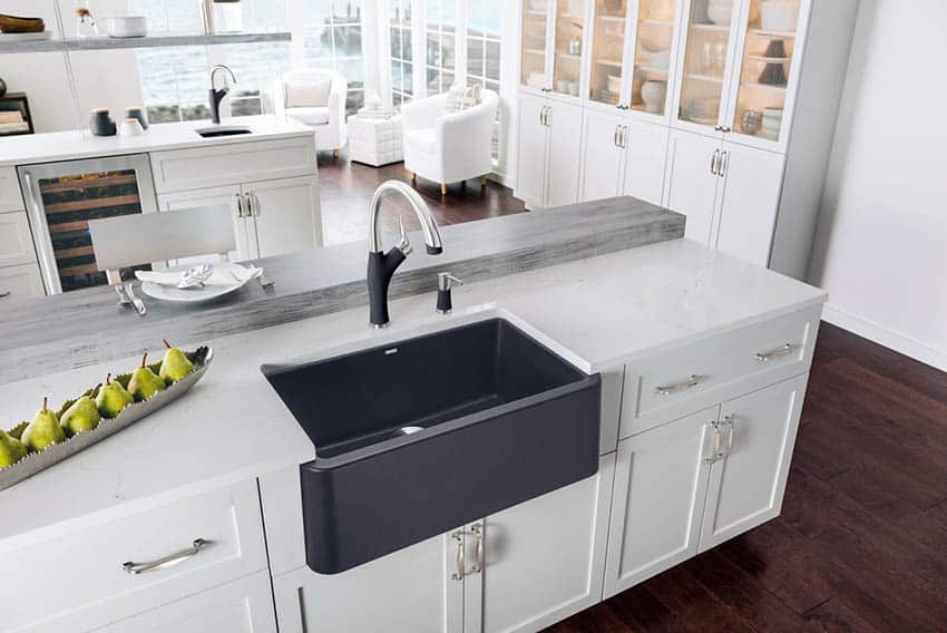 Granite sink with marble countertops