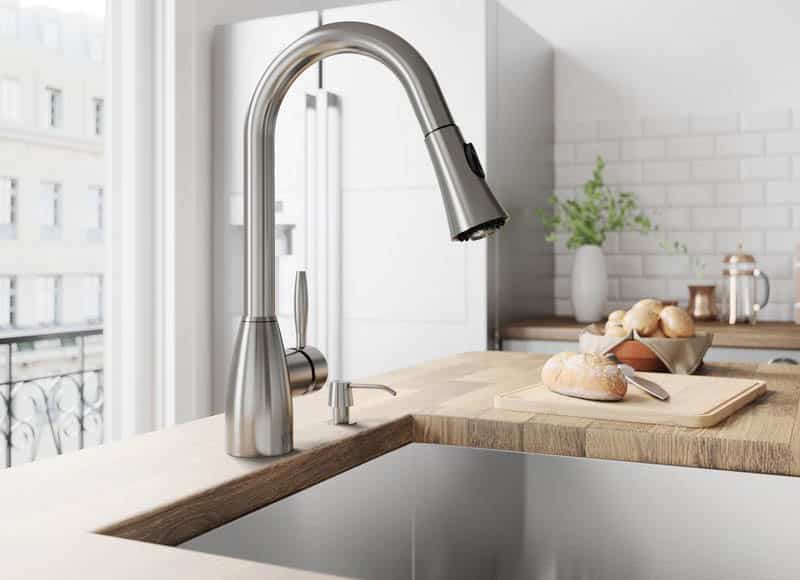 Faucet with pull down single handle