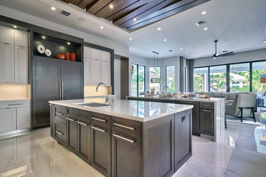 kitchen with two different islands and attached living suite