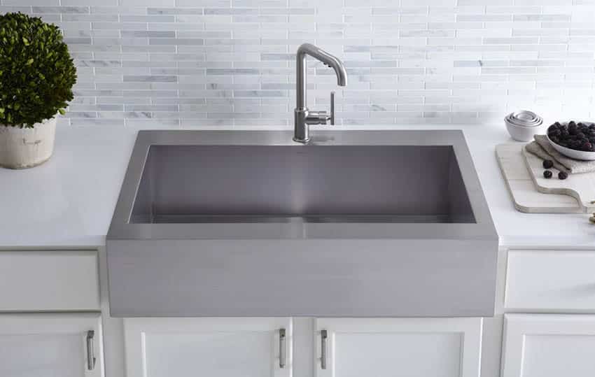 Brushed stainless rectangular sink