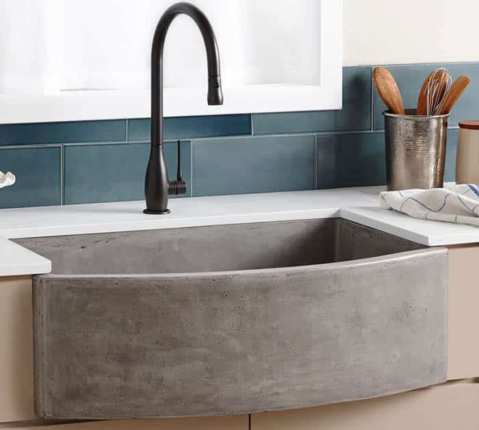 Stone farmhouse kitchen sink with undermount design