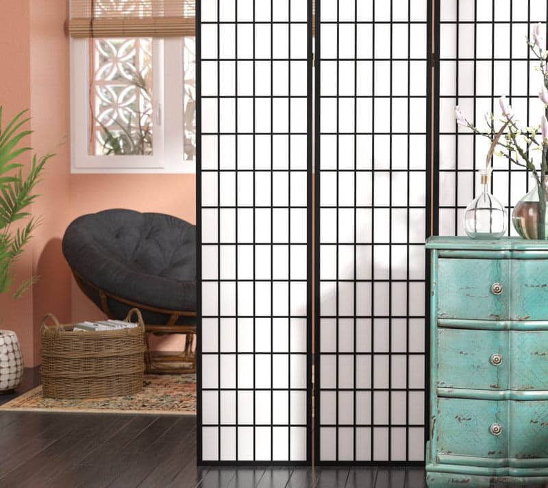 Shoji style frosted panel room divider