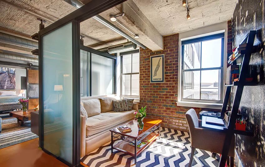 living room with doors apartment