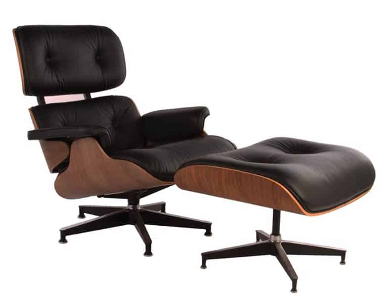 Mid century modern Eames style lounge chair with ottoman
