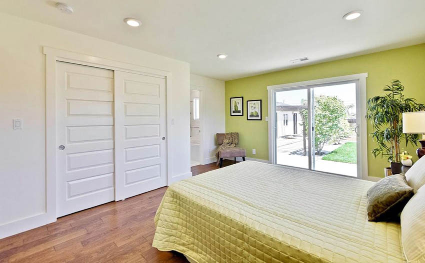 Bedroom with bypass doors