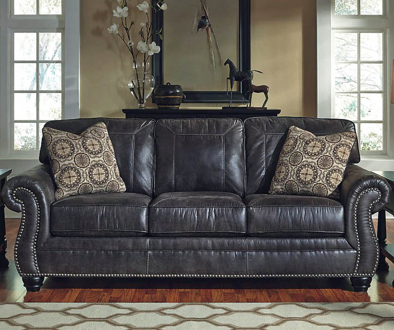 Faux leather couch in espresso color