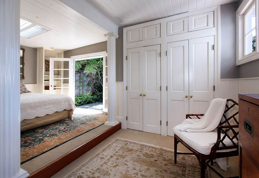 Bedroom with Shaker style double doors