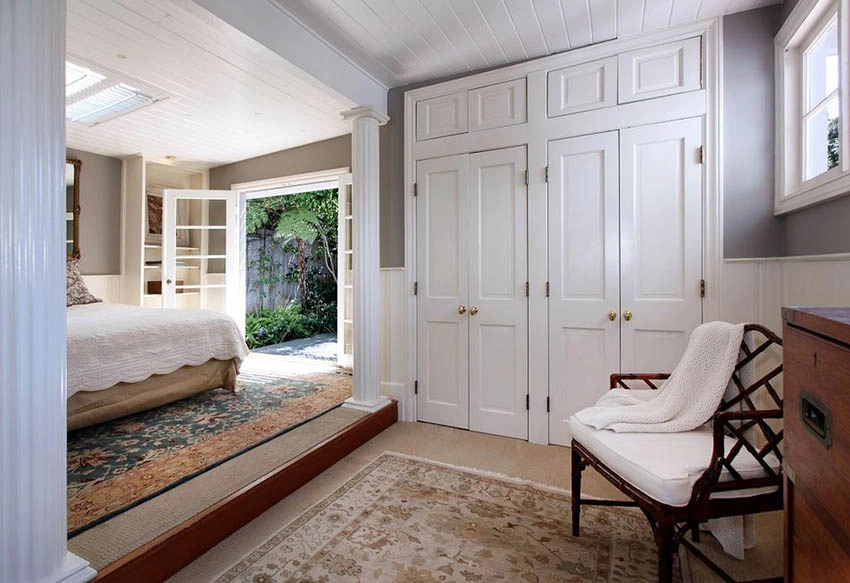 A stylish double closet doors with shelves