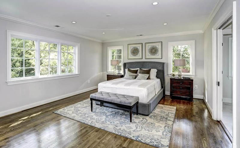 Bedroom with pocket doors