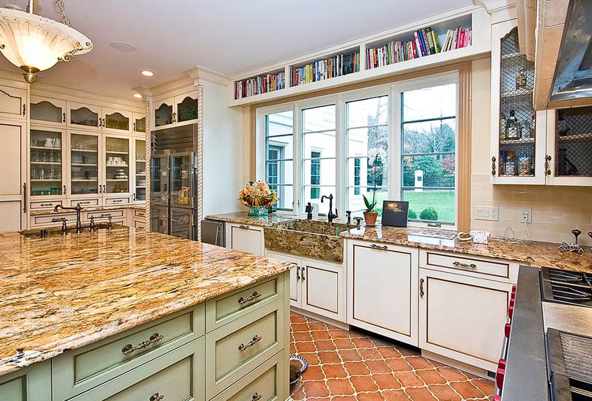 Traditional kitchen with two tone cabinet doors