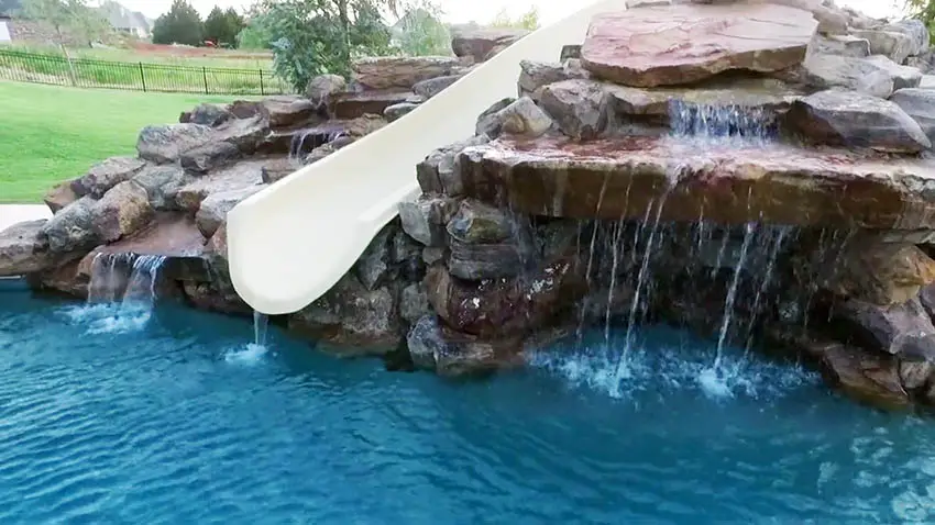 Water slide between two cascading falls