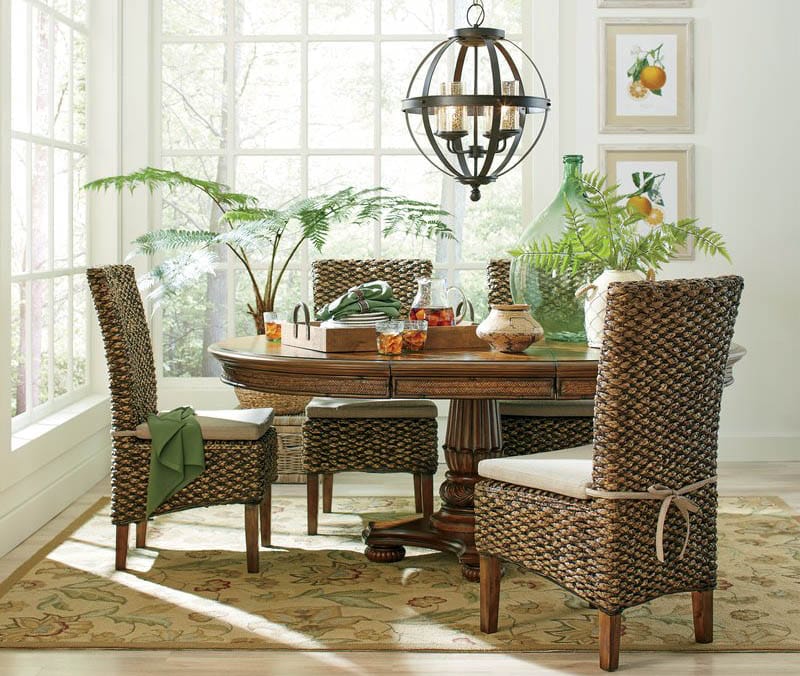 Indoor resin wicker dining room chairs