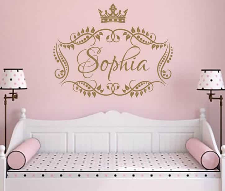 Girl custom name wall with princess crown