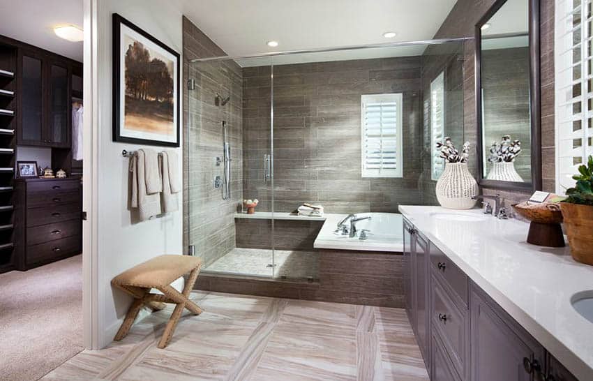 Master bathroom with tub shower combination
