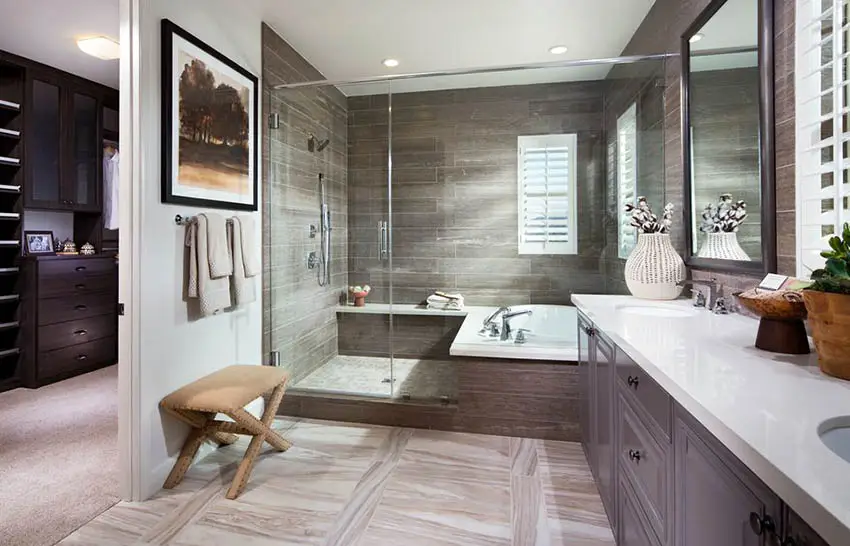 Bathroom with tub and shower combination