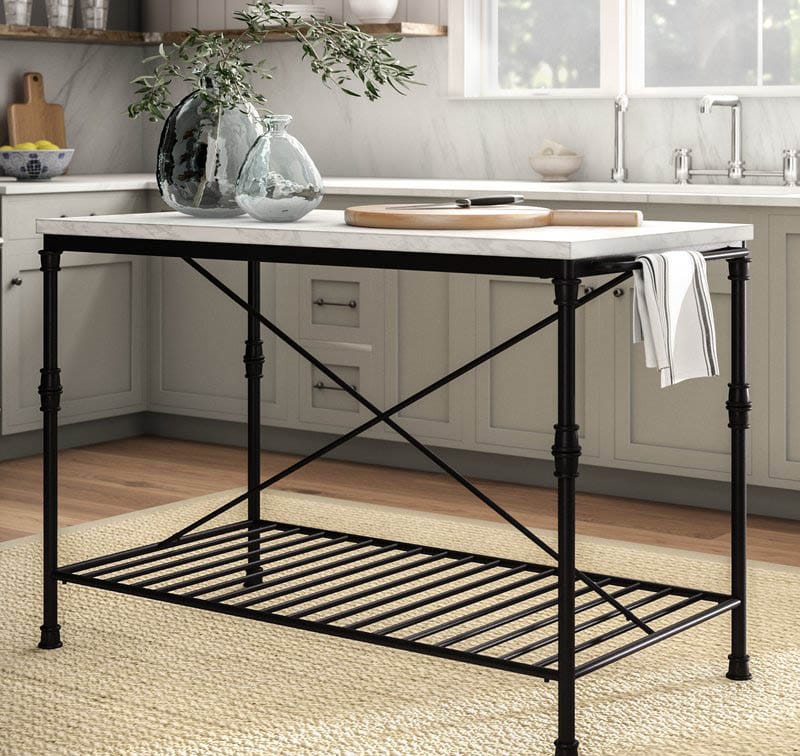Portable marble top kitchen island