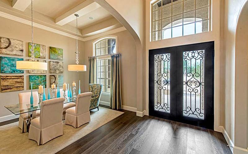 iron french doors dining room