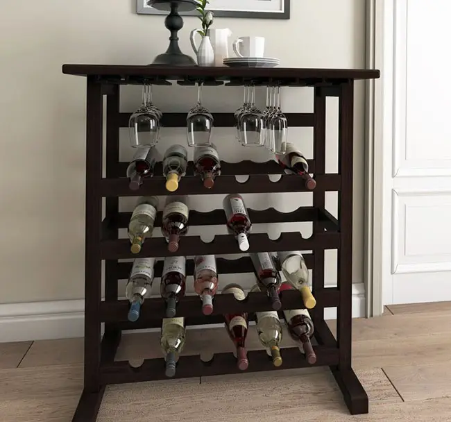 Floor wine rack with 24 bottle storage