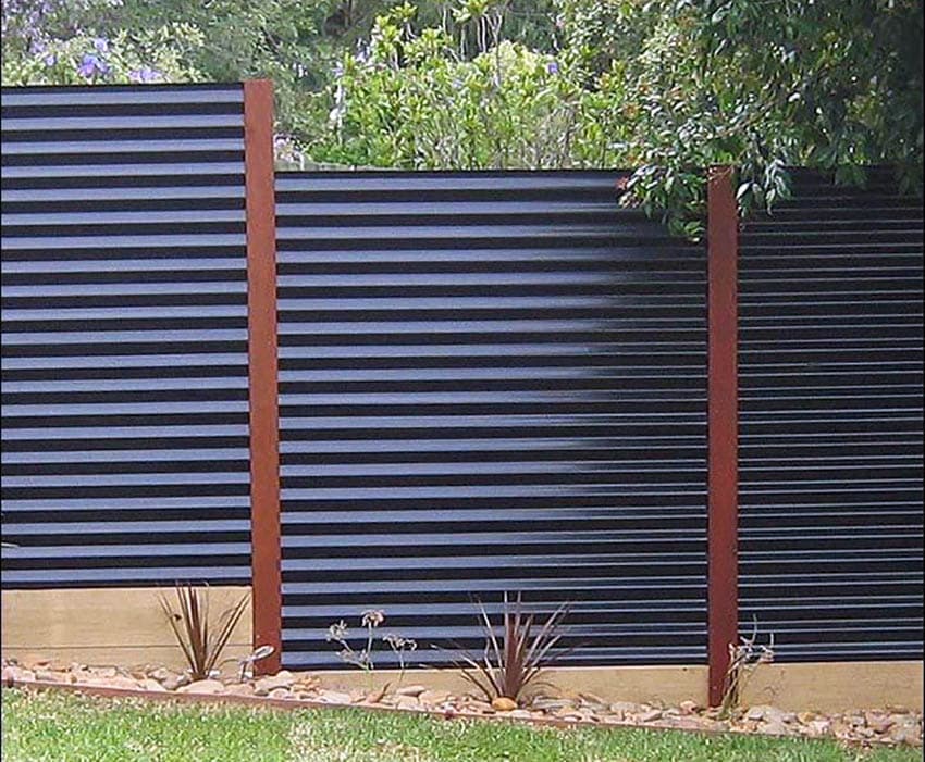Corrugated metal privacy fence