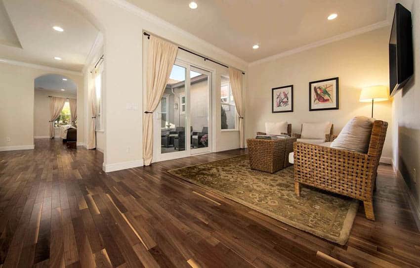 Living room with American walnut hardwood floors
