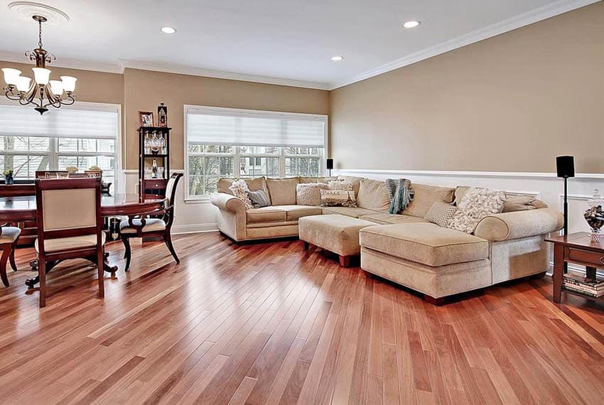 Living room with Brazilian cherry flooring