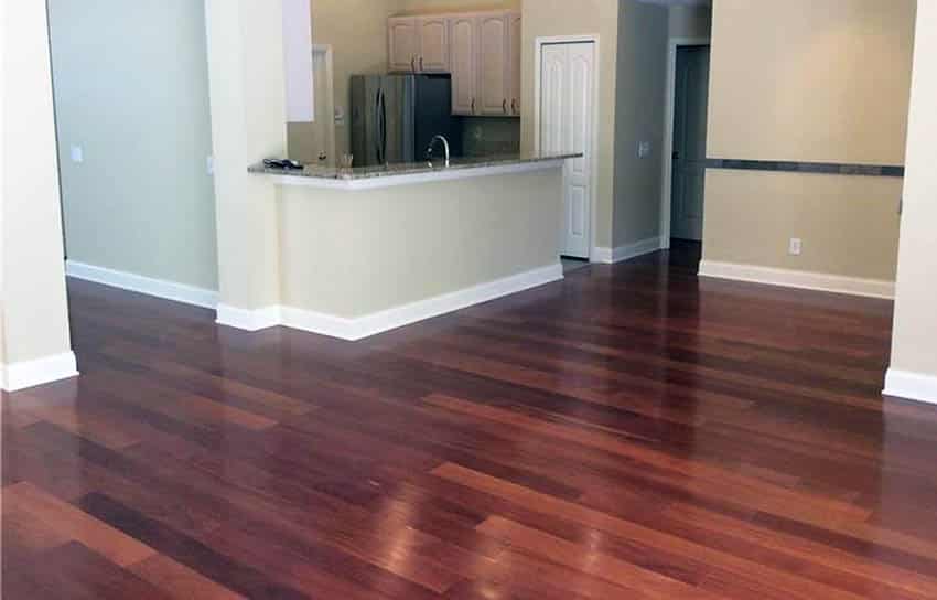 Living room with mahogany wood floors